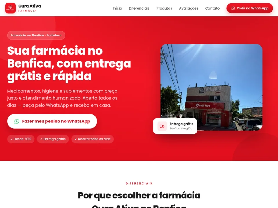 Página inicial do site Cura Ativa Farma